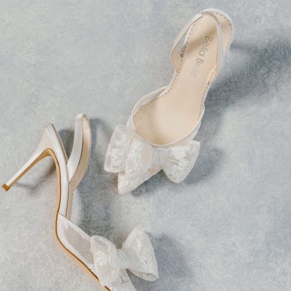 Bella Bell Shoes - Lace Slingback Wedding Shoes with Bow